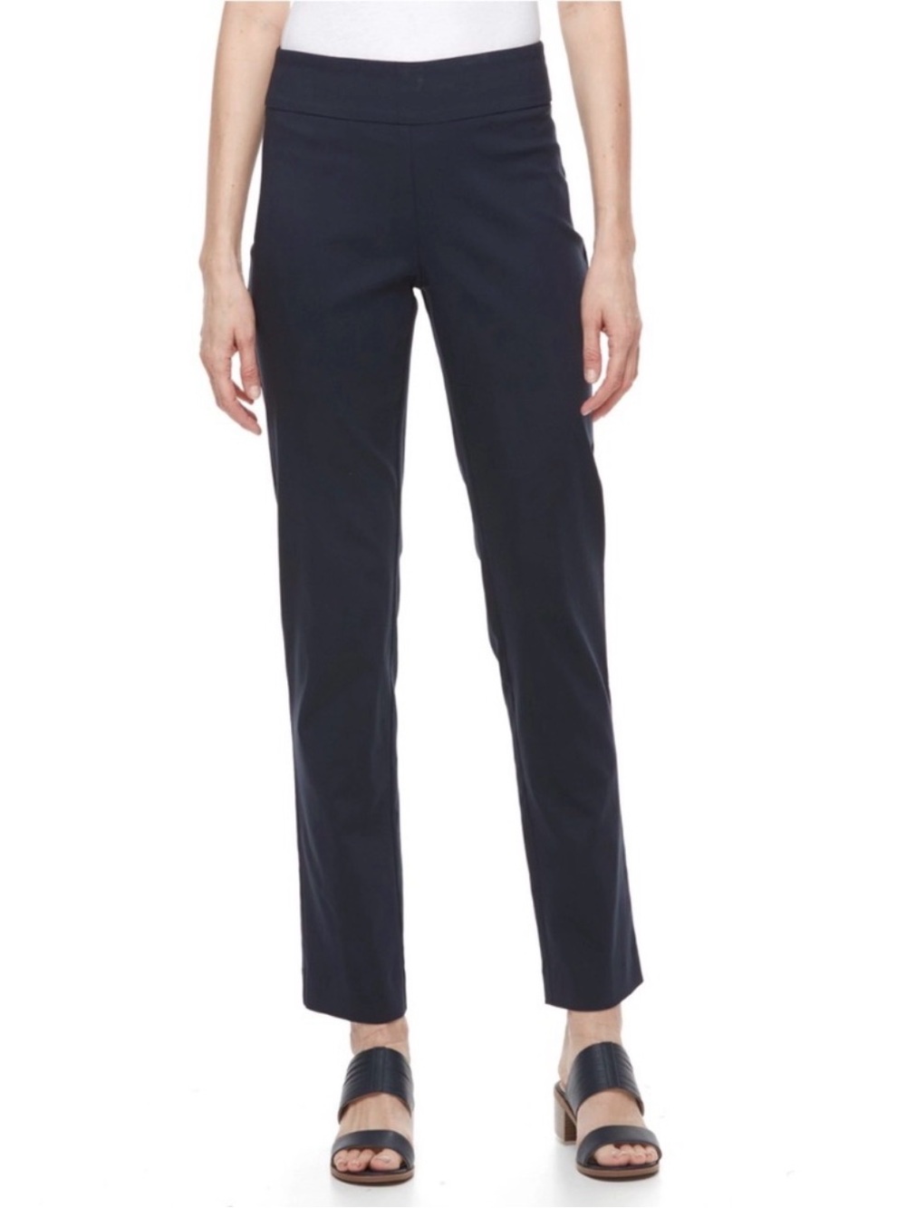 Dana Buchman Pull-On Straight-Leg Navy Ankle Pants